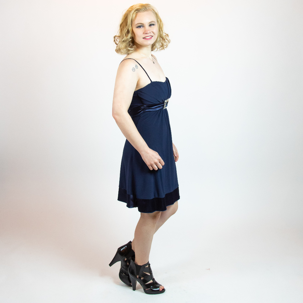 Navy Rhinestone Cocktail Party Weekend Dress - Picture 4 of 6